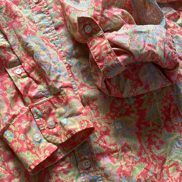 Lauren Ralph Lauren Colorful Orange Paisley Shirt - Picture 7 of 13